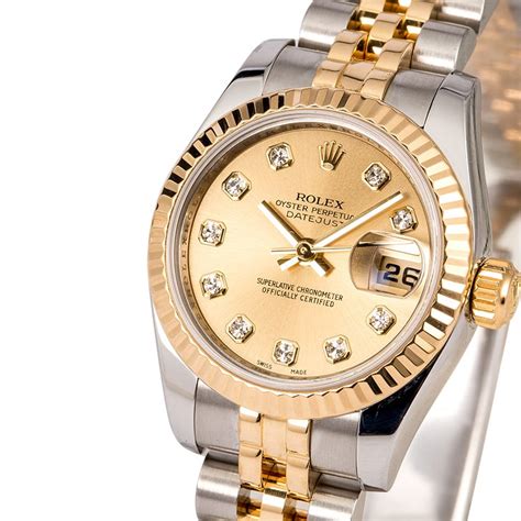 rolex ladies datejust 179173 champagne diamond dial